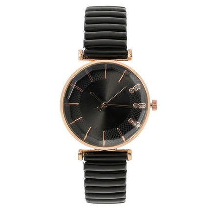 Orologio al quarzo da donna in cristallo semplice blu tesoro di lusso Orologio casual con cinturino elasticizzato in acciaio inossidabile Orologio da donna alla moda platinumshop