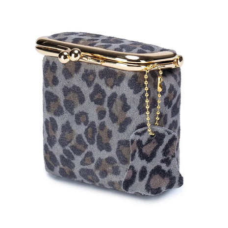 New Arrival Square Leopard Print Leather Small Purses Women's Portable Coin Money Wallets Earphone Lipstick Pouch Card Holders PlatiNum