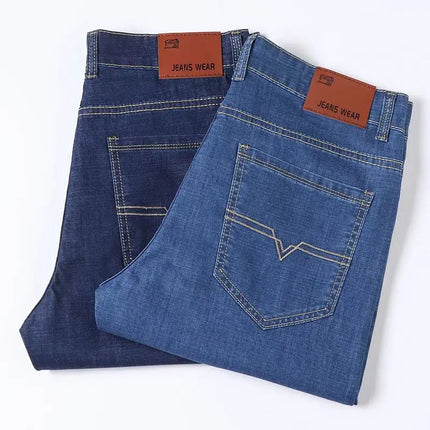 Pantaloncini di jeans da uomo estivi Pantaloni pentagramma da lavoro sottili, traspiranti, larghi e comodi Pantaloncini dritti alla moda Blu