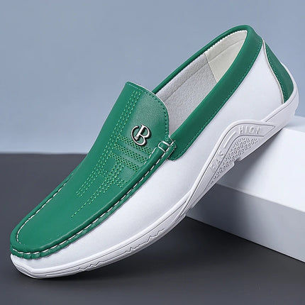 Mocassini Casual da Uomo alla Moda, Comodi e Morbidi, Scarpe Slip-On Trendy Antiscivolo in Pelle per Uso Quotidiano - 6601