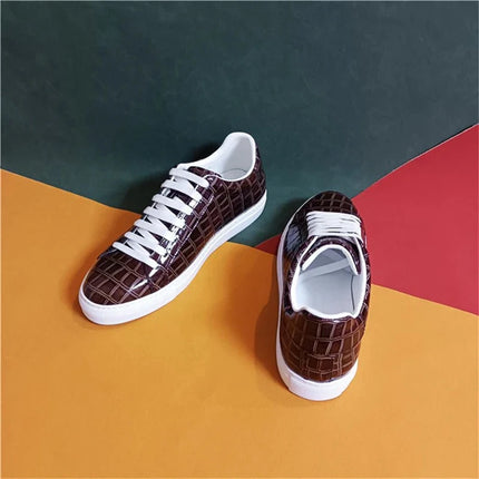 Men's High Quality Flats Cow Leather Sneakers Flat Round Toe Laces Black Daily Board Casual Shoes Luxury Business Footwear