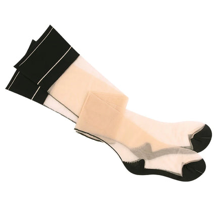 Calze sexy retrò per lingerie Colore a contrasto Coscia alta cucitura posteriore Medias Mujer Calze in nylon a costine larghe ultrasottili per le donne