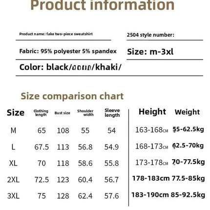 Spring and Autumn New Men Henley neck T Shirt Long Sleeve Casual  Solid color T-Shirt Fashion Waffle Fake two-piece Sweatshirts PlatiNum