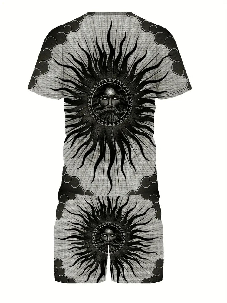 Nuovo vestito da uomo in due pezzi con stampa scozzese moda estate O-colletto Polo a maniche corte + pantaloncini abito da uomo in due pezzi