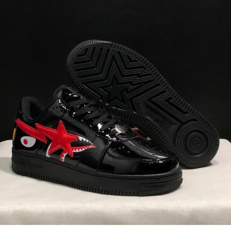 A BATHING APE Men All Black Shark BAPESTA Casual Plarfom Shoes Unisex Women Slip-Resistant Outdoor Soft Walking Sneakers