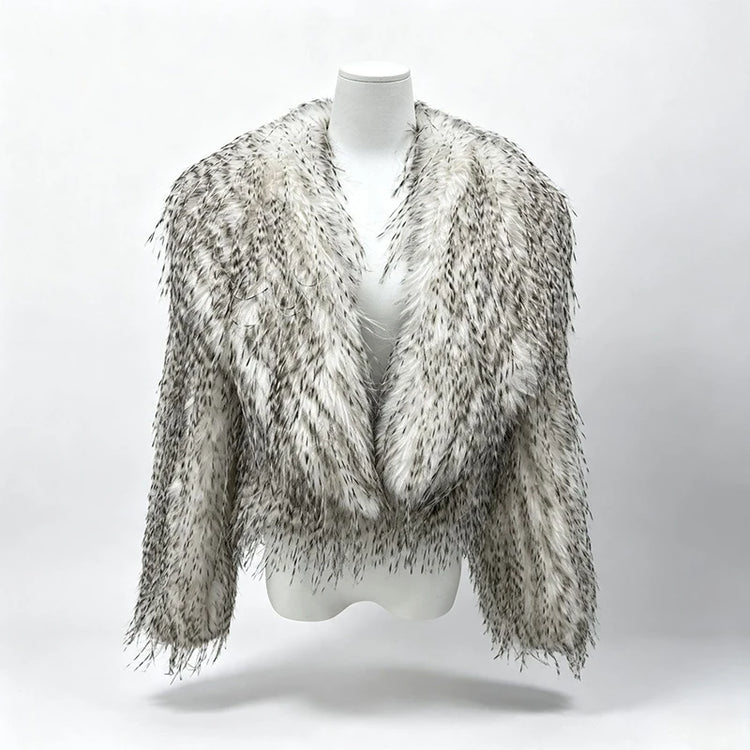 ZADORIN Elegant Big Collar Faux Canary Feathers Fluffy Faux Fur Coat Woman Cropped Fur Jacket Cardigan Winter Clothes Fur Tops