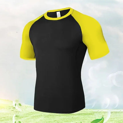 EVERLAST Camicia da Compressione da Uomo + Pantaloncini Sportivi 2 in 1 Set da 2 Pezzi per Il Tempo Libero Respiro Manica Corta Sport Jogging Palestra Marchio di Abbigliamento Stampa platinumshop