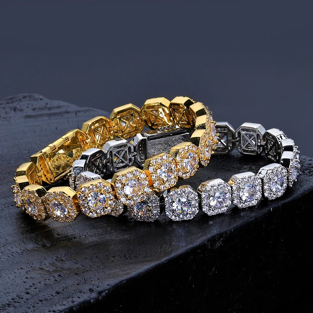 NY 10/12mm Disponibile Catena di zucchero di roccia AAAAA Cubic Zirconia Collana di gioielli stile Hip Hop per uomo e donna