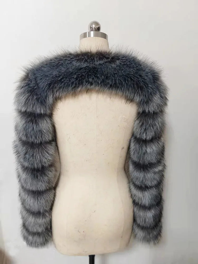 ZADORIN Autumn Winter Cropped Faux Fox Fur Coat Women Luxury Raccoon Long Sleeve Warm Fur Jackets Female Outerwear Pink Red