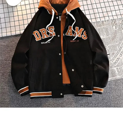 Men's Autumn New Trendy Brand All-match Student Hooded Jacket Plus Size Coats Women High Quality Varsity Baseball Uniform Jacket