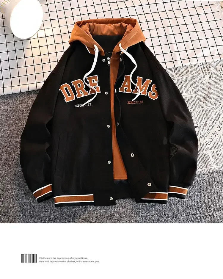 Men's Autumn New Trendy Brand All-match Student Hooded Jacket Plus Size Coats Women High Quality Varsity Baseball Uniform Jacket