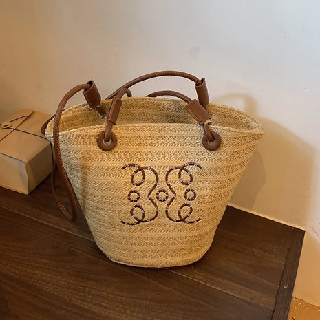 Sac à bandoulière rétro à la mode Sac à main pour femmes Designer de marque de luxe Fourre-tout Sac à bandoulière en paille pour femmes Sacs de plage élégants pour femmes