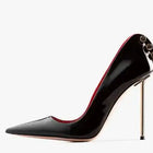 Décolleté a spillo con borchie in metallo in pelle verniciata nera sexy Décolleté da donna con punta a punta e tacco alto, scarpe da sera con tacco alto platinumshop