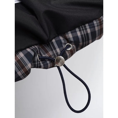 New in Winter High Neck Long Sleeves Zippered Coats for Women Brown Plaid Puffer Anorak with Adjustable Hem Comfy Padded Jackets