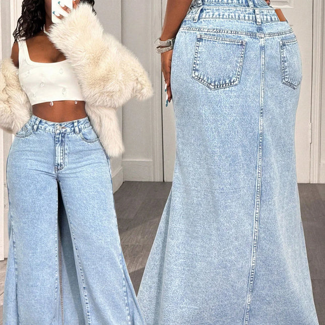 Jeans da Donna a Vita Alta dal Design Casual e Alla Moda