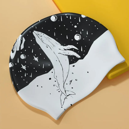 Cuffia da nuoto in silicone Attrezzatura per piscina Cappelli da nuoto impermeabili antiscivolo Protezione per le orecchie Cuffie da bagno elastiche Capelli lunghi Adulti