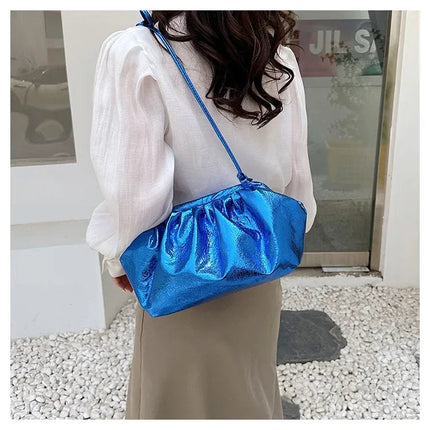 Small Luxury Design Women's Leather Silver Cloud Bag Female Gold Crossbody Bag Ladies Party Clutch Purse Female Handbags PlatiNum