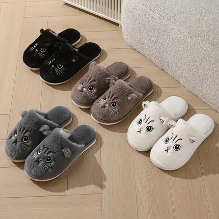 Womens Fuzzy Cat Slippers Winter Warm Cozy Indoor House Shoes With Soft Non Slip EVA Sole Cute Animal Design For Home Use