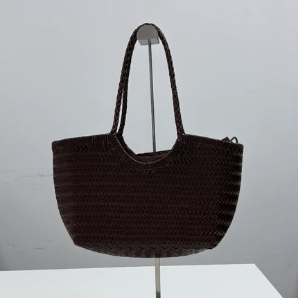 Women's 2-in-1 Woven Straw Bag Underarm Straw Bag with Adjustable Strap Large Capacity Dumpling Shoulder Bag for Summer Beach Bucket Bag