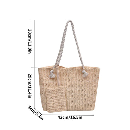 Designer Women's Bags Fashion Large Capacity Straw Tote Bag Summer Beach Bag Casual Big Bali Bag