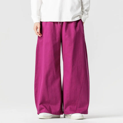 Pantaloni Primaverili 2026 da Uomo, Comodi e Larghi in Cotone, Stile Hip Hop, Tinta Unita, Moda Casual, Gamba Larga, Taglie Forti fino a 5XL