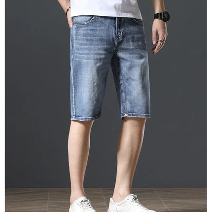 2025 Estate Marca Stretch Sottile Bermuda Masculina Cotone Denim Jeans Jorts Uomo Al Ginocchio Morbido Ropa Hombre Pantaloncini