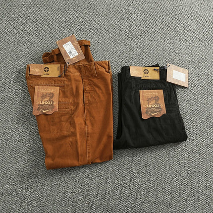 Spring And Autumn New American Retro 100% Cotton Multi-pocketed Washed Old Straight Casual Pants Loose Fashion Cargo Trousers