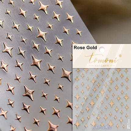Punk Glitter Powder Blue Pink Star Charm Laser Silver Gold Starlight Rhinestones Moon DIY Nail Art Stickers Manicure Tool Decals