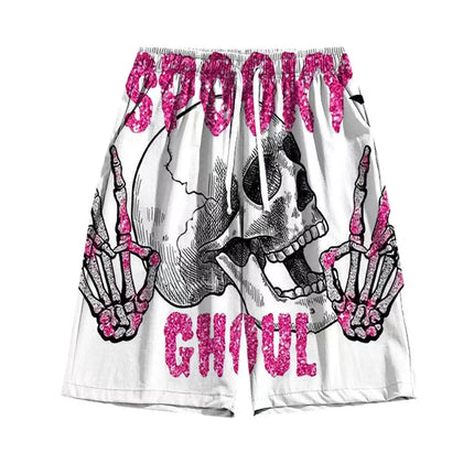 Pantaloncini da uomo estivi con stampa di elementi a mano scheletro Pantaloncini ad asciugatura rapida Pantaloncini sportivi traspiranti alla moda estiva da uomo Tendenza confortevole platinumshop