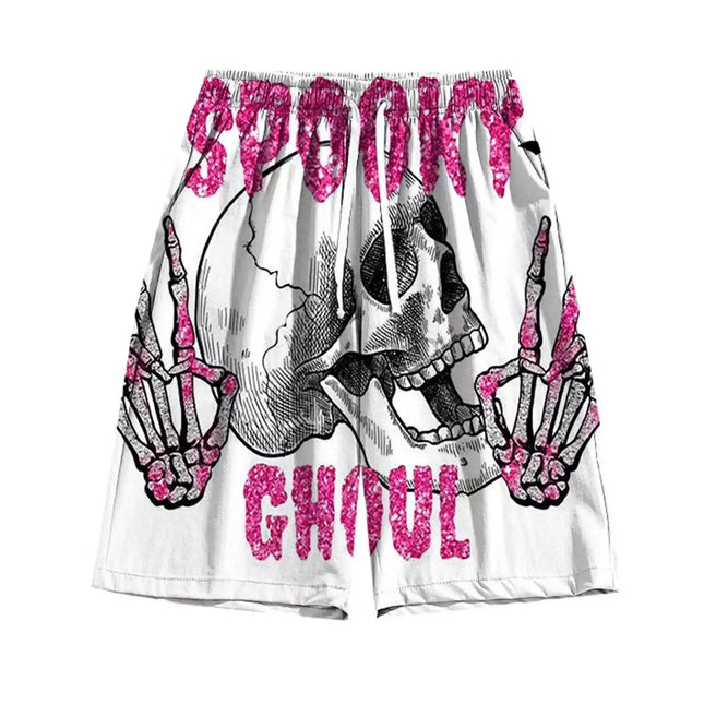 Pantaloncini da uomo estivi con stampa di elementi a mano scheletro Pantaloncini ad asciugatura rapida Pantaloncini sportivi traspiranti alla moda estiva da uomo Tendenza confortevole platinumshop