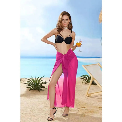 Sarong Lungo in Chiffon, Copricostume Trasparente da Spiaggia, Sciarpa Sexy per Bikini, Copricostume Unico per Donne in Vacanza platinumshop