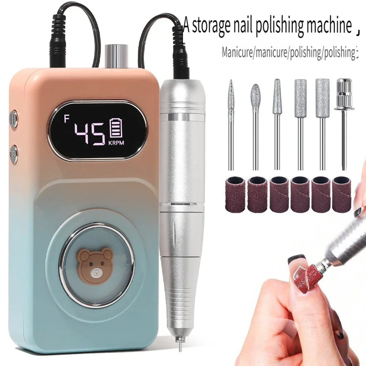 Wireless Portable Rechargeable Electric Nail Polishing Machine New Cordless Nail Surface Polisher Gel Nail Remover Professional Home Salon Manicure Pedicure Care Tool For DIY Nail Art Design