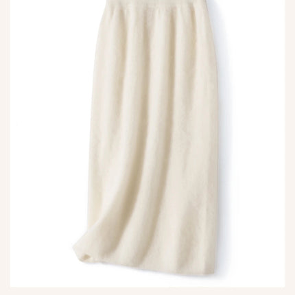 Autumn Winter Knitted Woolen High Waist Slim Fit Half-length Skirt Women's Mid-length Wrap Bodycon Skirt Elegant Commute Style PlatiNum