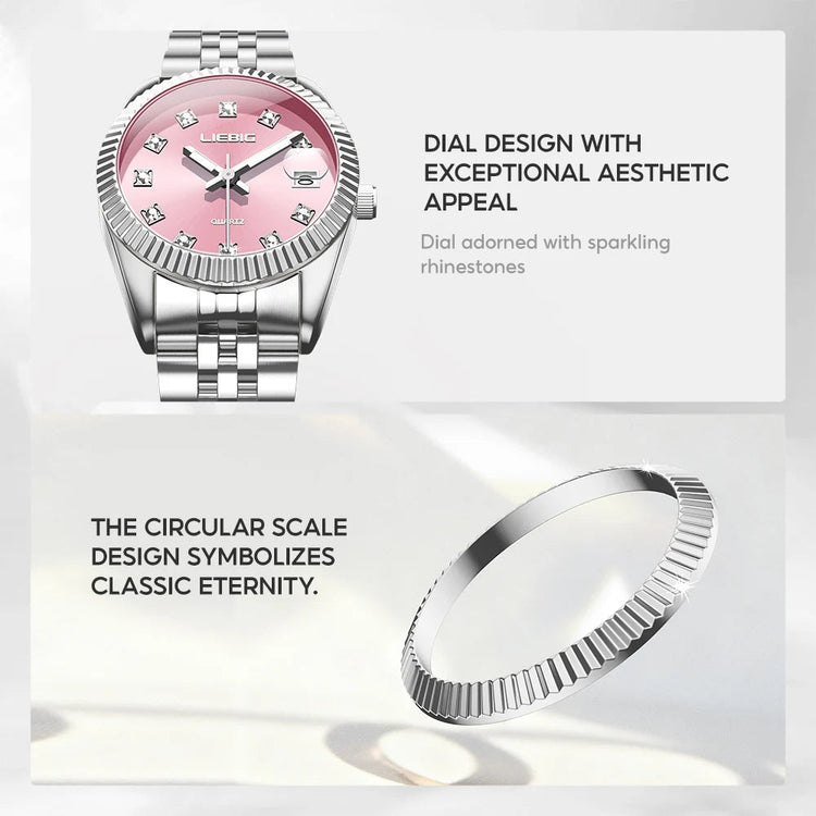 LIEBIG orologi da polso al quarzo eleganti di lusso delle migliori marche orologi automatici di moda per le donne orologio con cinturino in acciaio inossidabile Reloj Mujer platinumshop