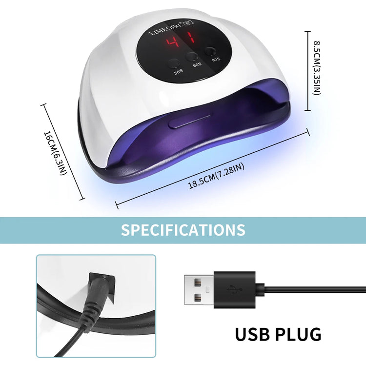 LIMEGIRL Rofessional 24LED Nail Lamp with LCD Display & Sensor Suitable for /LED Nail Polish, 4 Timer Settings, Instant Nail Dryer for Gel Polish, Lamp for Home Salon, Nail Glue Tool, No Adapter Required Gift for DIY