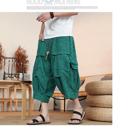 Pantaloncini Estivi da Uomo Taglie Forti in Cotone Comodi Stile Cinese Vintage Moda Casual Sportivi a Lanterna Taglie Grandi fino alla 8XL