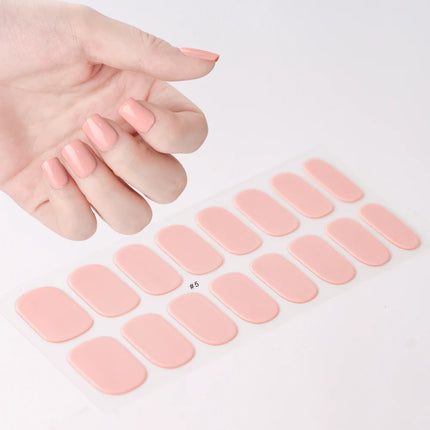 16Tips White French Semi-Cured Gel Nail Patch Sliders Full Cover Gel Nail Stickers For UV Lamp Adhesive Decals Manicure Patch #7