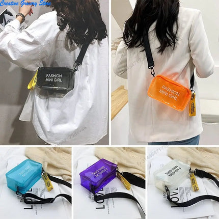 Borsa a Tracolla Trasparente con Effetto Laser per Donne, Mini Borsa Messenger alla Moda in PVC Colorato, Piccola Borsa Tote