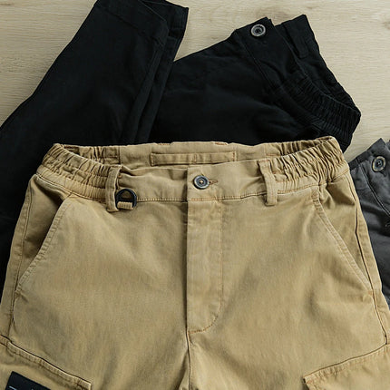Outdoor Casual Men's Multi Pockets Cargo Pants 2025 Spring Fall Daily Fashionable Men Trousers Streetwear Mens Solid Color Pants