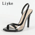 Liyke Sandali con cinturino alla caviglia sexy Donna 2026 Moda estiva Accogliente punta aperta Slip On Scarpe con cinturino posteriore Tacchi alti rossi Sandalias De Mujer