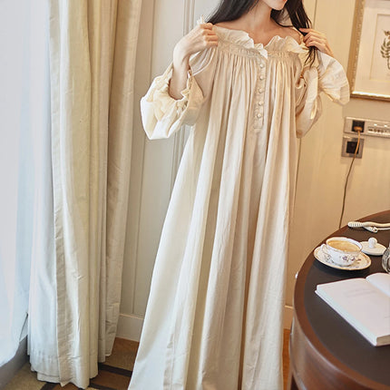 Camicia da notte lunga in cotone stile retrò, pigiama sexy da donna, vestaglia da mattina in stile principessa, loungewear.