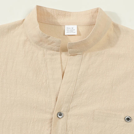 Men's Lightweight Shirts Cotton Linen Henley Long Sleeve Shirts for Men Beach Hawaiian V-Neck Top Breathable Polo