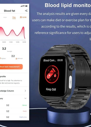 2025 Nuovo AI Diagnosi Lipidi nel sangue Acido urico Test di composizione corporea Smart Watch per uomo ECG + PPG Chiamata Bluetooth Salute Smartwatch platinumshop