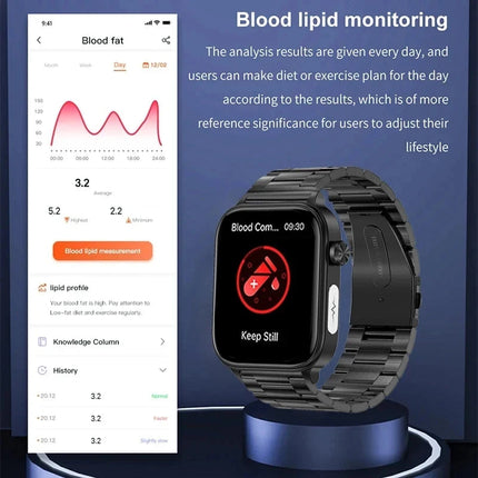 2025 Nuovo AI Diagnosi Lipidi nel sangue Acido urico Test di composizione corporea Smart Watch per uomo ECG + PPG Chiamata Bluetooth Salute Smartwatch platinumshop