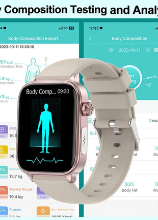 2025 Nuovo AI Diagnosi Lipidi nel sangue Acido urico Test di composizione corporea Smart Watch per uomo ECG + PPG Chiamata Bluetooth Salute Smartwatch platinumshop