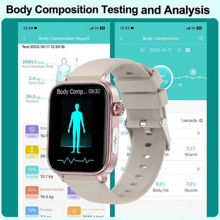 2025 Nuovo AI Diagnosi Lipidi nel sangue Acido urico Test di composizione corporea Smart Watch per uomo ECG + PPG Chiamata Bluetooth Salute Smartwatch platinumshop