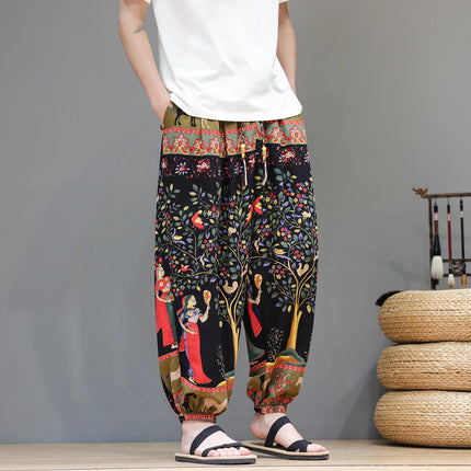 Nuovi pantaloni jogger da uomo in cotone primaverile, pantaloni oversize alla moda, hip hop con graffiti floreali, vita elastica, pantaloni harem, streetwear maschile