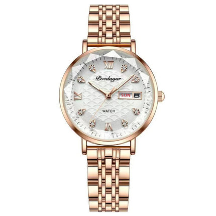 Orologio da donna POEDAGAR di alta qualità, in acciaio inossidabile, raffinato orologio da polso a bracciale, impermeabile, luminoso, elegante, orologio da donna, Reloj platinumshop