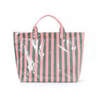 Borsa tote in PVC a righe, borsa a tracolla da viaggio e per pendolari di grande capacità |   Borsa Magnetica Leggera con Tasca Interna con Cerniera