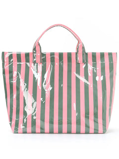 Borsa tote in PVC a righe, borsa a tracolla da viaggio e per pendolari di grande capacità |   Borsa Magnetica Leggera con Tasca Interna con Cerniera
